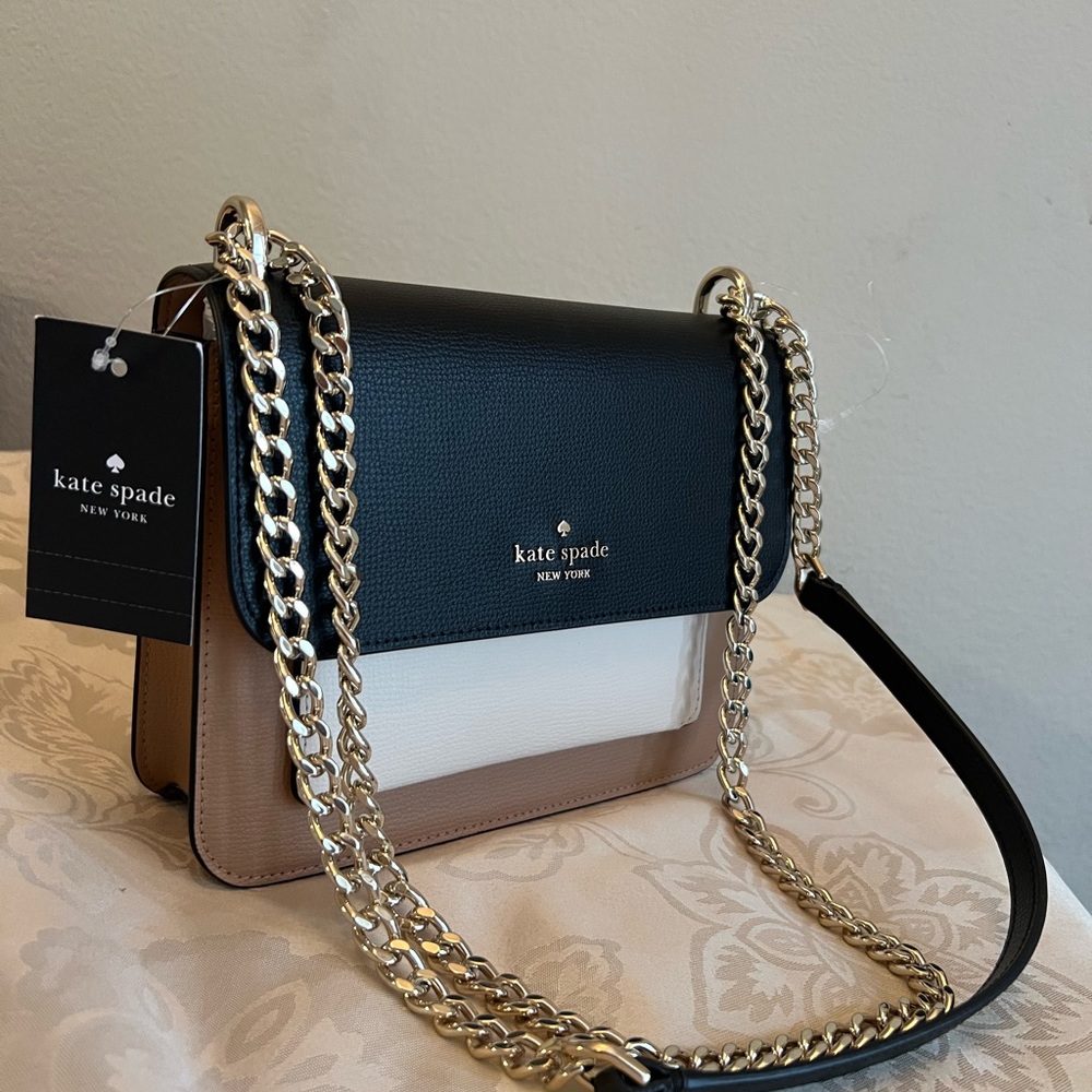 New Kate Spade Black and Tan Women's Bag
